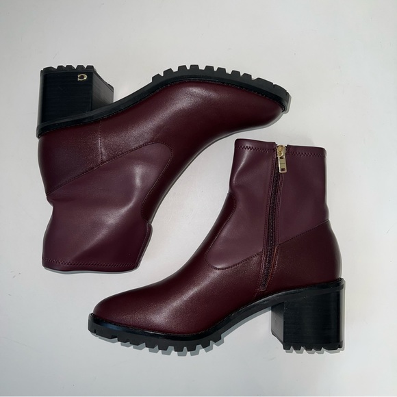 Coach Joy Logo Ankle Boots In Dark Cranberry Color - New In Box - Reemoly - Picture 12 of 16